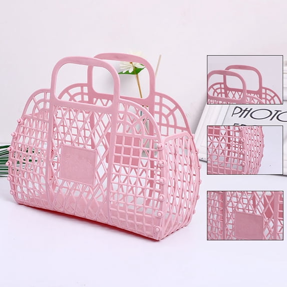 Aodebiao Portable Shower Caddy Basket Tote, Plastic Storage Basket with Handles Organizer Bins for Kitchen Bathroom College Dorm, Foldable Mesh Hand Basket Bath Basket