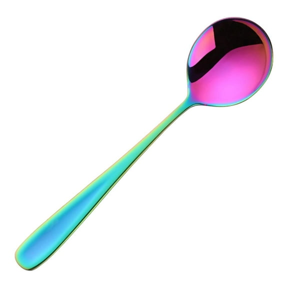 Aodebiao Rainbow Teaspoon ,Mini Stainless Steel Silverware Dessert Spoons Espresso Spoons for Home, Kitchen, Restaurant, Mirror Finish and Dishwasher Safe