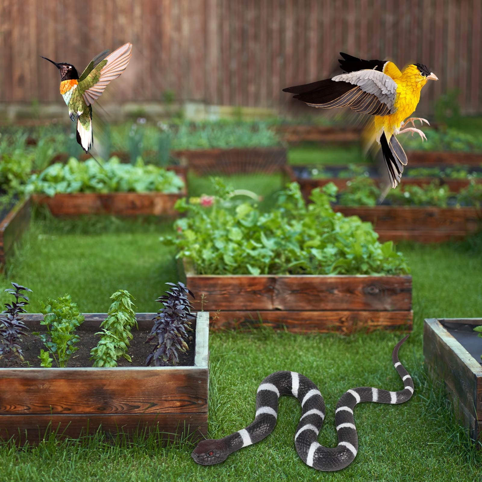 Aodebiao Realistic Rubber Snake Bird Deterrent - Garden Protector for ...