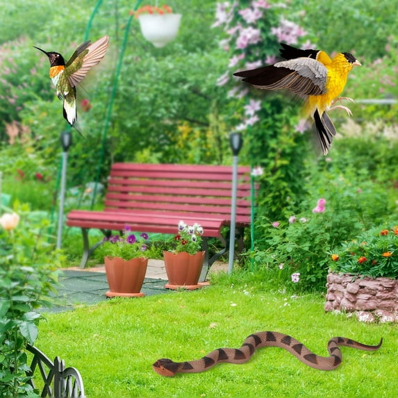 Aodebiao Realistic Rubber Snake Bird Deterrent - Garden Protector for Scare Crows & Pigeons, Lifelike Cobra/Rattlesnake Decor (Washable & Fade-Proof)