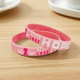 thumbnail image 1 of Aodebiao Ribbon Breast Cancer Bracelets - Rubber Bracelet Party Favors Supplies Inspiring Silicone Wristbands with Hope Strength Breast Cancer Awareness Accessories Survivor Gifts for Women, 1 of 6