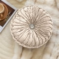 thumbnail image 1 of Aodebiao Round Throw Pillow Velvet Home Decoration Pleated Round Pillow Cushion for Couch Chair Bed Car Beige Pumpkin Pillow, 1 of 6