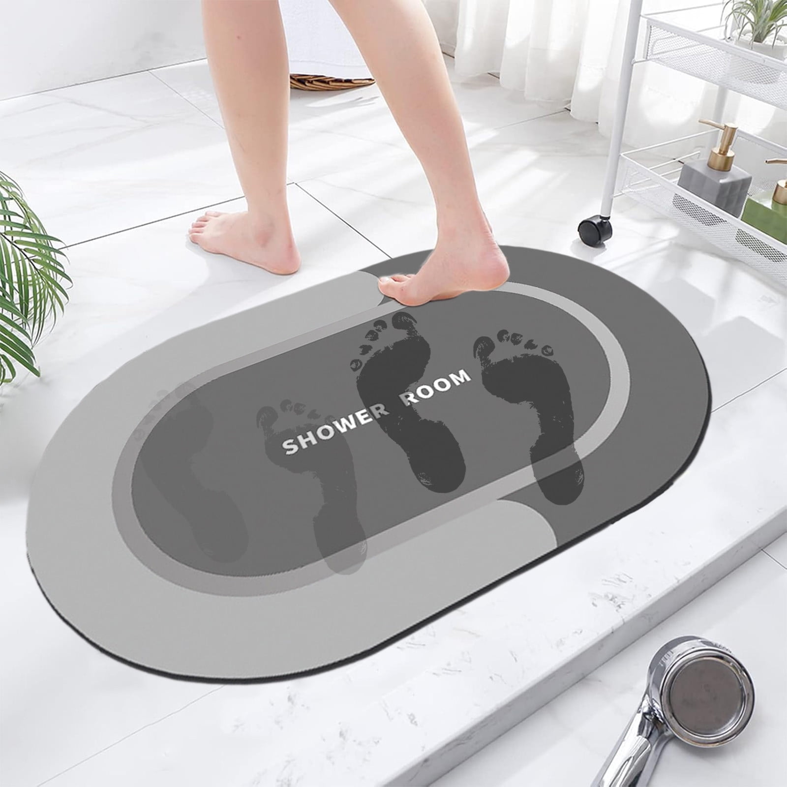 Diatomaceous Earth Bath Mat - Quick Dry, Non-Slip Stone Bath Mat, 23.6" X 15.3", Slate Grey