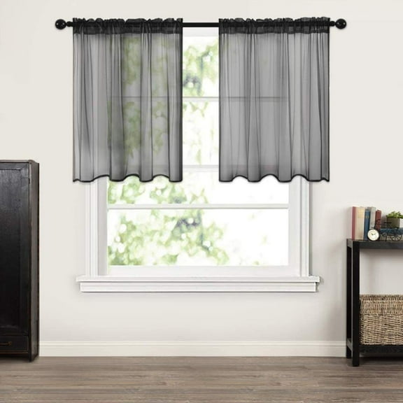 Aodebiao Short Curtains 24 Inch Length for Boho Kitchen Window,Beige Printed Striped Semi Sheer RV Curtains for Camper Windows, Nature,Small Basement Window Curtain 2 Panels Set