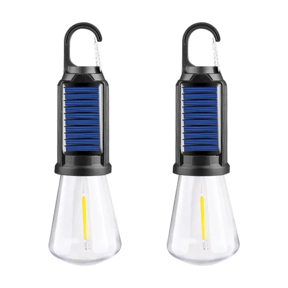 Aodebiao Solar Tent Lights USB Rechargeable Led Camping Lantern ,Outdoor Hanging Light Bulbs with Clip Hook for Camping, Christmas, Decorations, Emergency,Flashlight