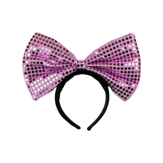 Aodebiao Sparkly Sequins Big Bow Headband for Women - Glamorous Princess Party Hair Accessories, Shiny Metallic Hairband for Photoshoot, Prom, Wedding, Masquerade Ball, Elegant Fashion Headpiece