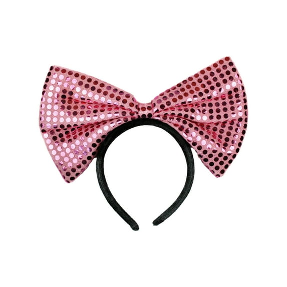 Aodebiao Sparkly Sequins Big Bow Headband for Women - Glamorous Princess Party Hair Accessories, Shiny Metallic Hairband for Photoshoot, Prom, Wedding, Masquerade Ball, Elegant Fashion Headpiece