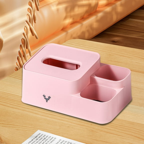 Aodebiao Square Tissue Box Cover Organizer, Cube Tissue Box Holder with 2-Compartment Storage Box,Tissue and Remote Control Holder,Decorative Tissue Box Bedroom NightStand Office Tabletop