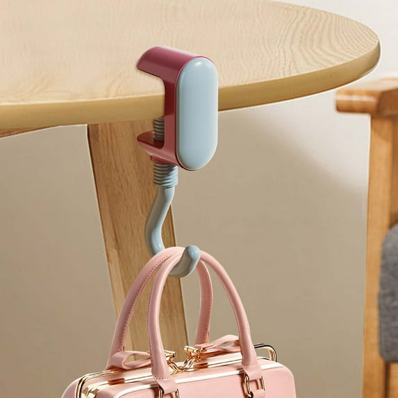 Aodebiao Students' Desk Hook Nail Free Clamp-On Under Desk Schoolbag Hook Women's Bag Handbag Headphone Hanger Backpack Hook and Purse Holder