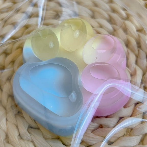 Aodebiao Three-Color Rainbow Paw Stress Relief Fidget , Soft TPR Texture Sensory Chewable Paw Decoration for Anxiety Relief, Creative Squeeze for Adults