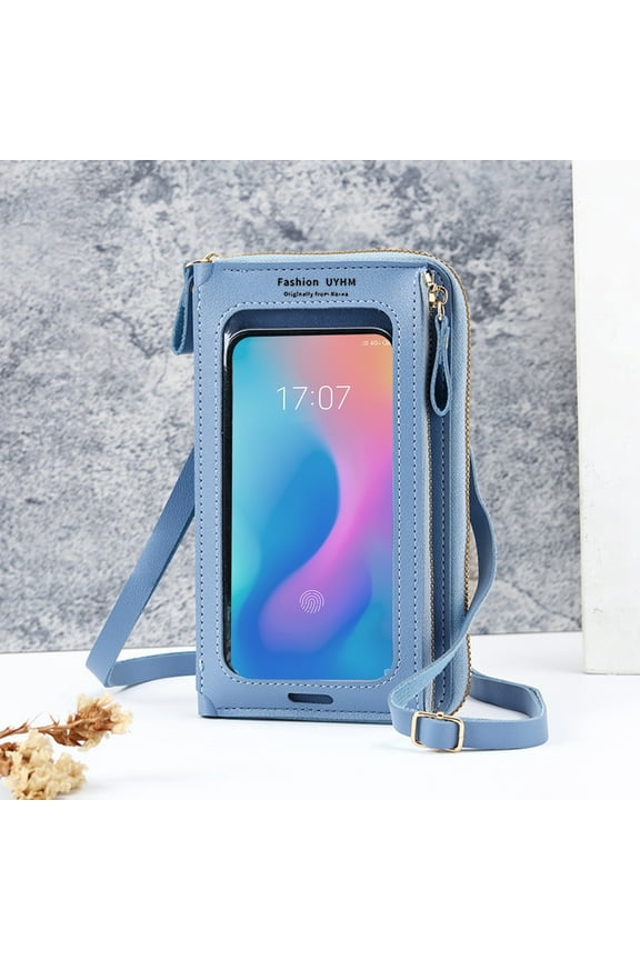 Touchscreen Crossbody Phone Bag - Women's Small Purse with Clear Window for 6.5" Phones, 6 Card Slots & USB Charging Port - Hands-Free PU Leather Wallet