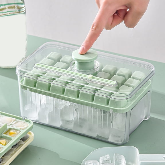 Aodebiao Tray with Lid and Bin, 28 pcs Ice Trays for Freezer, Trays for Freezer with trays, Container, Lid & Ice Scoop, BPA Free