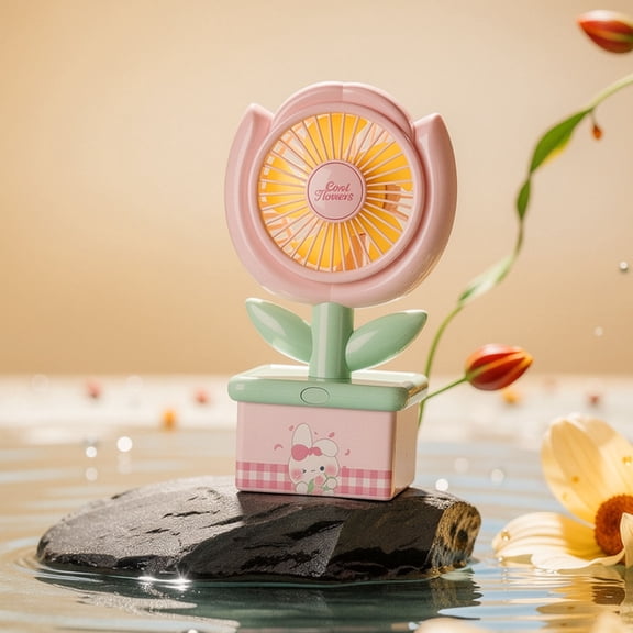 Aodebiao USB Rechargeable Desktop Flower Mini Fan, Portable Battery Operated Quiet Small Fan, Cute Novelty Desk Fan for Travel Office Home Use, Personal Cooling Gift for Women