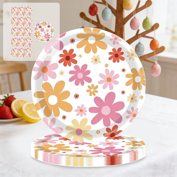 Aodebiao Vibrant Floral Paper Plates and Napkins Set, Elegant Sunflower Themed Disposable Dinnerware for Birthday, Bridal Shower, Picnic, Tea Party, Baby Shower Decorations and Celebrations