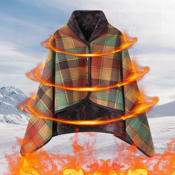 Aodebiao Wearable Fleece Blanket with Pockets - Ultra Soft Plaid Sherpa Heating Throw for Adults, Outdoor Camping Travel Office Nap, Machine Washable Cozy Gift