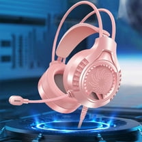 Aodebiao Wired Illuminated Gaming Headset with Microphone, Noise Cancelling USB & 3.5mm PC Computer Headphones for Online Games