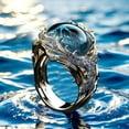 thumbnail image 1 of Aodebiao Women's Ocean Wave Resin Open Ring - Adjustable Hypoallergenic Alloy Jewelry with Diamond Accents, Symbolic Beach-Themed Gift for Daily Wear & Special Occasions (Silver/Blue), 1 of 3