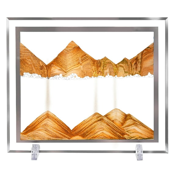 Aoderun Moving Sand Art Liquid Motion Glass Sandscapes Relaxing Toys (7×9in,Orange)