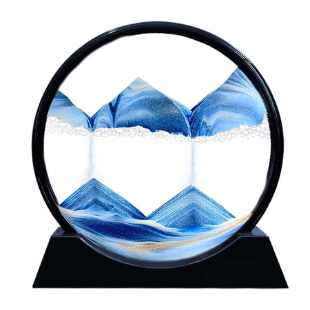 Aoderun Moving Sand Art Picture 3D Color Quicksand Decor Home Relaxing Toy (12" Blue)
