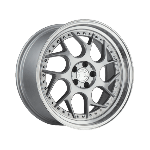 Aodhan DS01 5x114.3 18x8.5 ET35 Silver Machined Lip w/Chrome Rivets