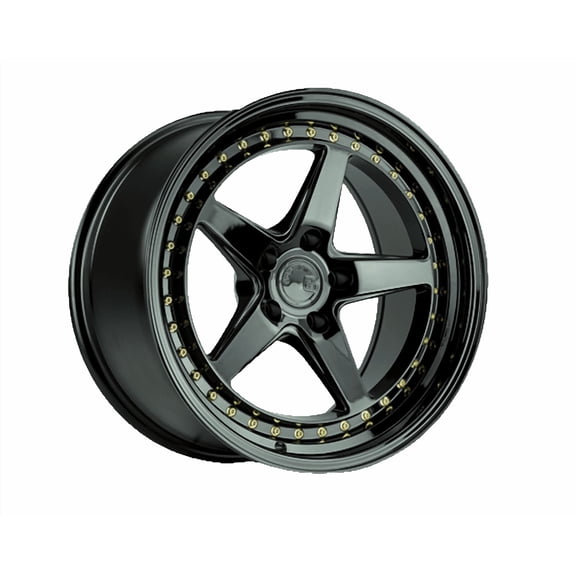 Aodhan DS05 5x114.3 18x9.5 ET30 Gloss Black W /Gold Rivets