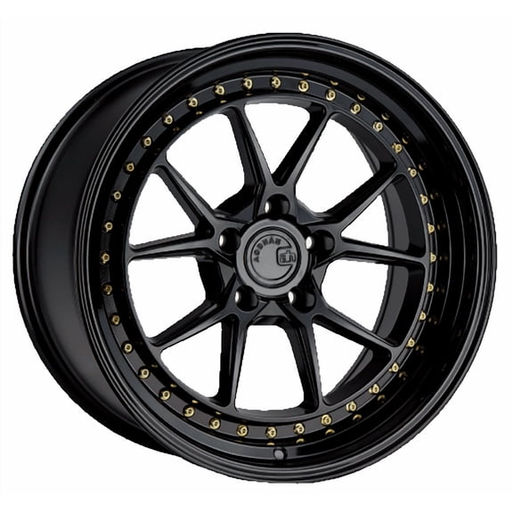 Aodhan DS08 5x114.3 18x9.5 ET30 Gloss Black W /Gold Rivets