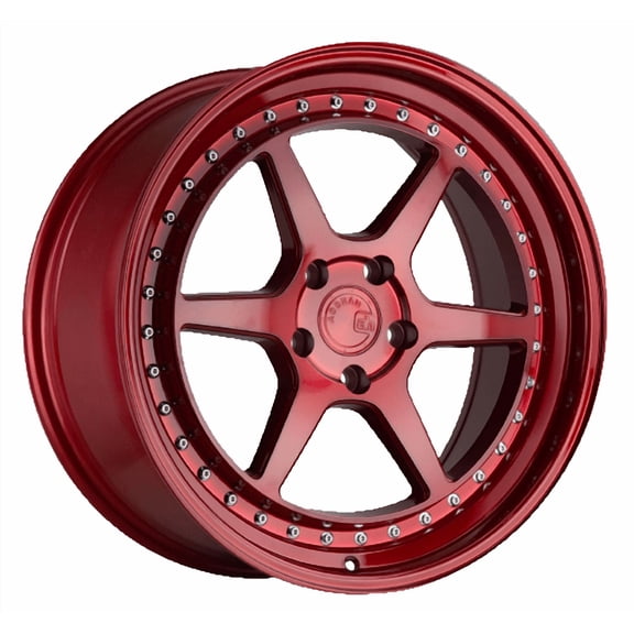 Aodhan DS09 5x100 18x8.5 ET35 Candy Red w/ (Chrome Rivets)