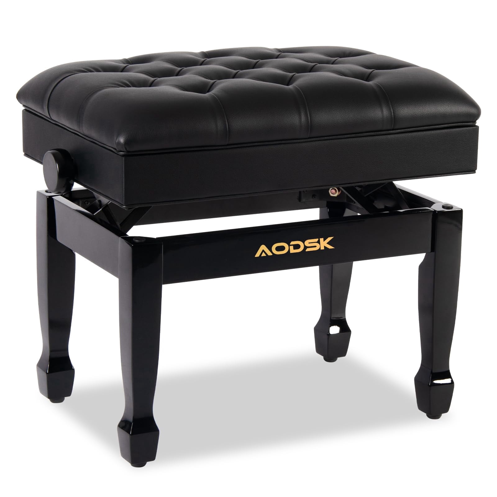 AODSK Piano Bench Adjustable Padded Faux Leather Cushion Heavy Duty Wooden Legs  23.6 x 15.8 in Pianist Seater