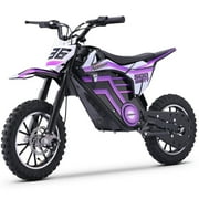 Aoemoe Motorcycle, Motorized Dirt Bikes for kids 8-14, 36V 500W – 15 MPH Top Speed, Dual Suspension, Purple