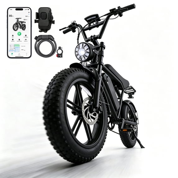 Aoemoe 20'' Fat Tire Electric Mountain Bike for Adults, 500W 48V 15Ah Battery, 28MPH High-Speed Cruiser Ebike, All-Terrain Bicycle with Front Suspension & LED Display UL2849