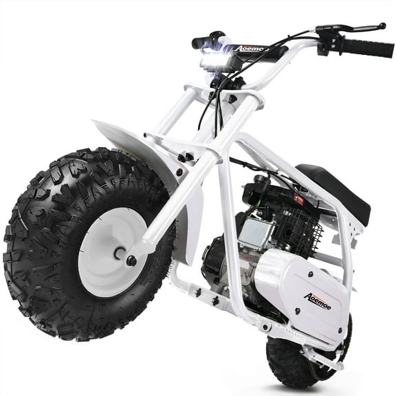 Aoemoe MB001 Gas Powered Mini Dirt Bike 99CC for Teens and Adults, 22MPH Off Road Motorcycle, Weight Support Up to 200 LBS - White