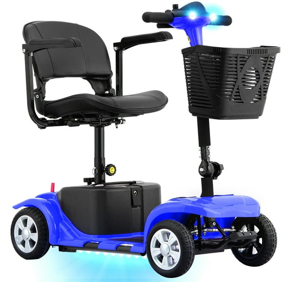 Aoemoe 4 Wheel Mobility Scooter for Seniors, Foldable Powered Mobile Wheelchair for Adult 300lbs, Blue