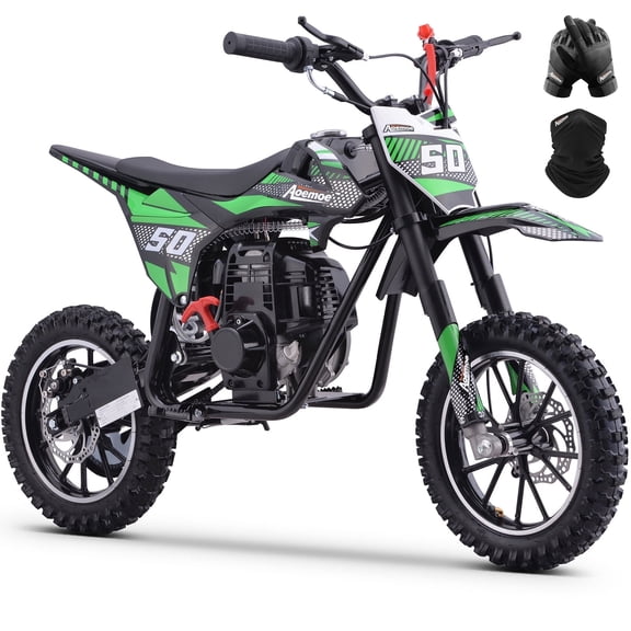 Aoemoe 39cc 4-Stroke Kids Mini Dirt Bike, Gas Powered, Rear Suspension & Disc Brakes, 20Mph/165Lbs,Green
