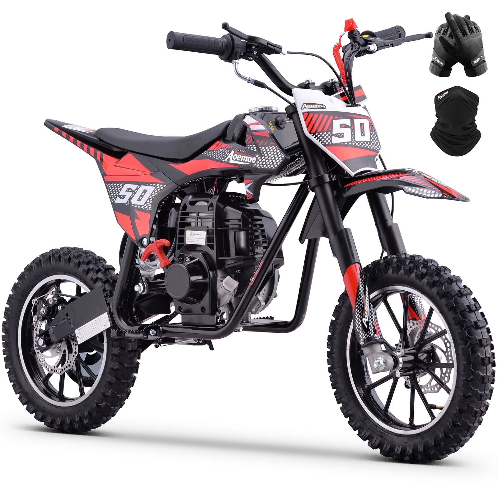 Aoemoe 39cc 4-Stroke Kids Mini Dirt Bike, Gas Powered, Rear Suspension & Disc Brakes, 20Mph/165Lbs,Red