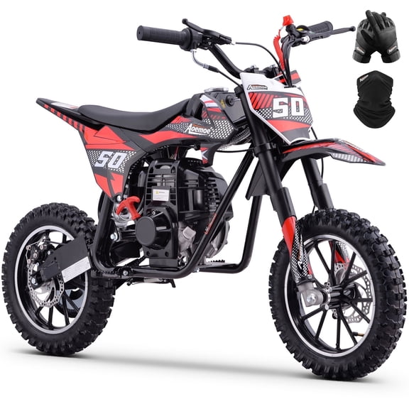 Aoemoe 39cc 4-Stroke Kids Mini Dirt Bike, Gas Powered, Rear Suspension & Disc Brakes, 20Mph/165Lbs,Red