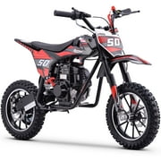 Aoemoe 40cc 4-Stroke Kids Mini Dirt Bike, Gas Powered, Rear Suspension & Disc Brakes, 20Mph/165Lbs,Red