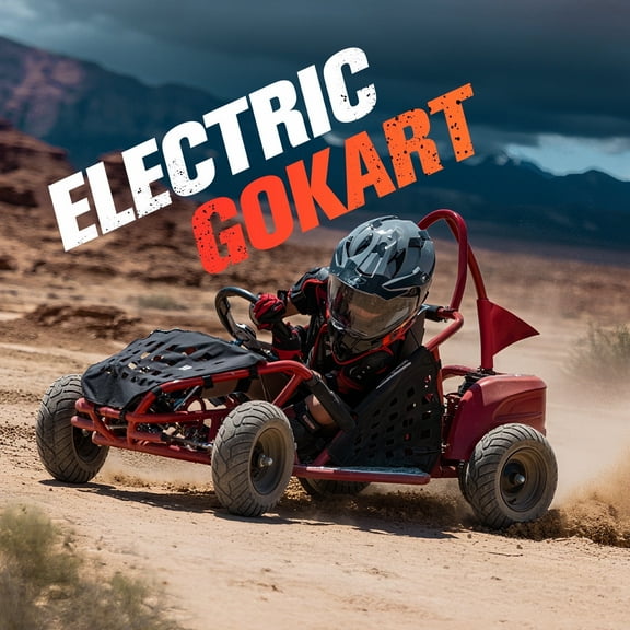 Aoemoe 48V Electric Go-Kart 1000W Brushless Speed Machine, 20 mph Top, 13" All-Terrain Tires, Tubular Steel Frame, 3-Step Lock, Hydraulic Disc Brake,Red