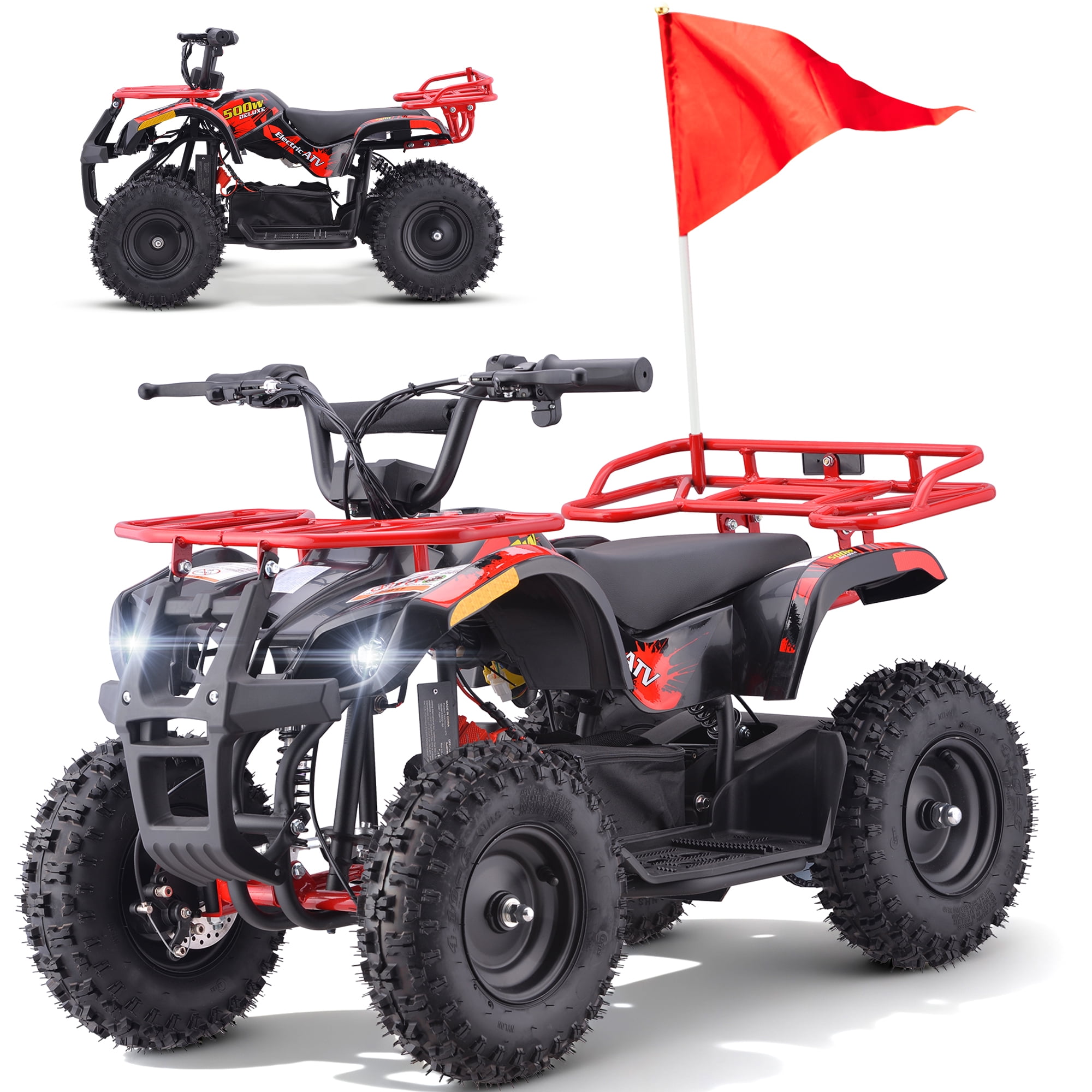 Walmart Black Friday Deals 2025 - Aoemoe 500W 36V Battery-Powered Ride-On Off-Road 4-Wheeler – 15 Mile Range, Red