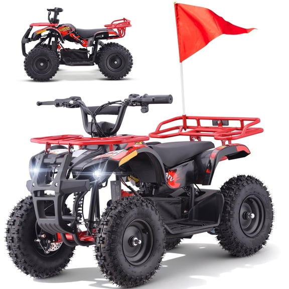 Aoemoe 500W 36V Battery-Powered Ride-On Off-Road 4-Wheeler – 15 Mile Range, Red