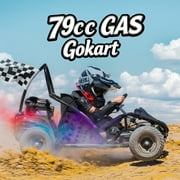 Aoemoe 79cc Go Kart 20mph 4-Stroke Single Seat Gas Powered Race Kart for Kids 8-12, 2.5 HP, No Oil Mix, Black