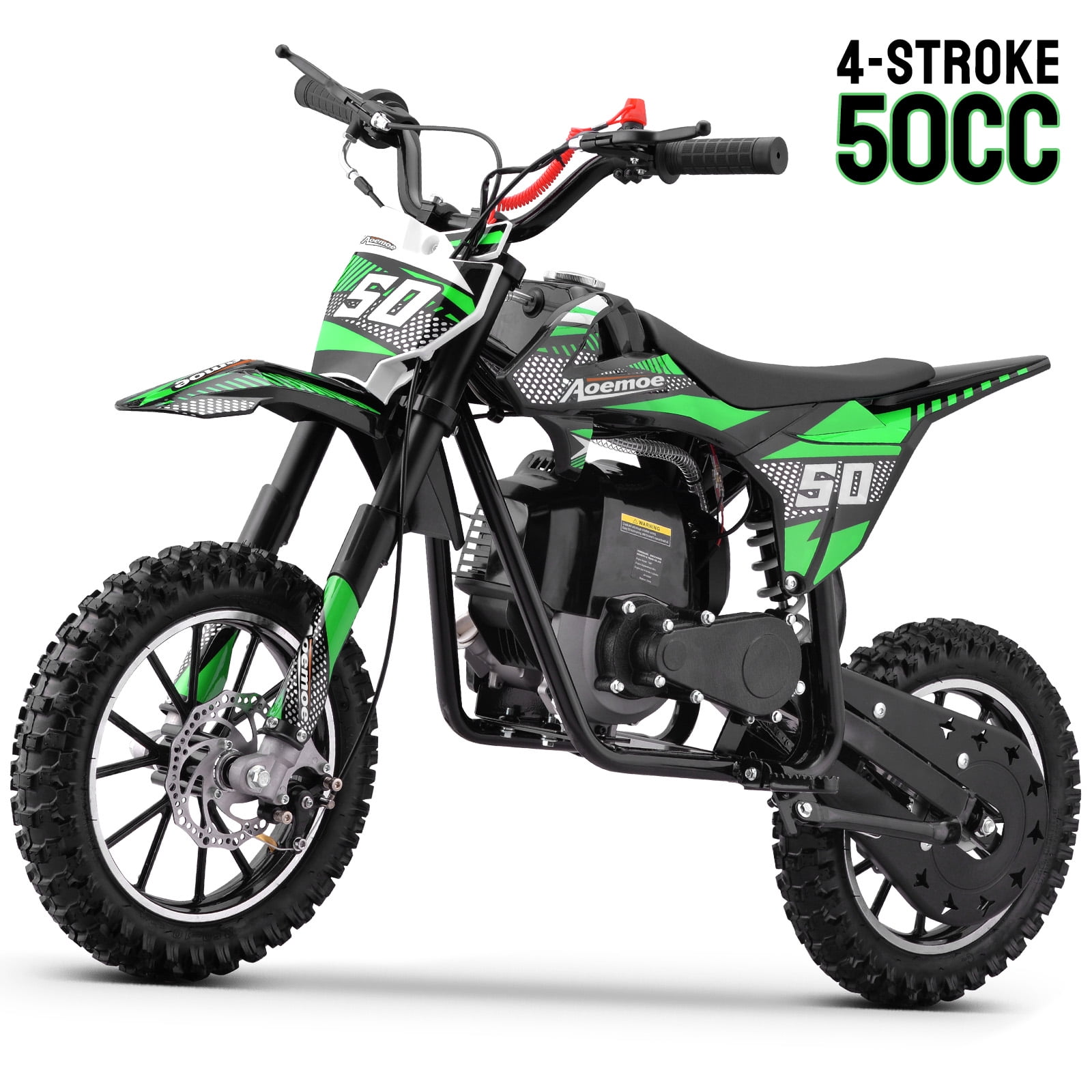 Walmart daily deals:  Aoemoe Gas Dirt Bike, 50cc 4-Stroke Gas Powered Kids Off Road Motorcycle (Model-DB4S004) with Off-Road Tire, Suspensions, Disc Brakes, Max Load 165Lbs, Up to 25Mph, NO OIL MIX REQUIRED