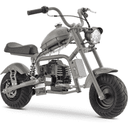 Aoemoe Gas Mini Chopper Bike, DB003 Model 49.4 CC 2-Stroke Dirt Bike with Big Headlight, Rear Shock Absorber, Metal Frame, Disc Brakes, Max Load 165Lbs, Up to 18Mph（Gray）