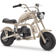 Aoemoe Gas Mini Chopper Bike, DB003 Model 49.4 CC 2-Stroke Dirt Bike with Big Headlight, Rear Shock Absorber, Metal Frame, Disc Brakes, Max Load 165Lbs, Up to 18Mph（Sand）