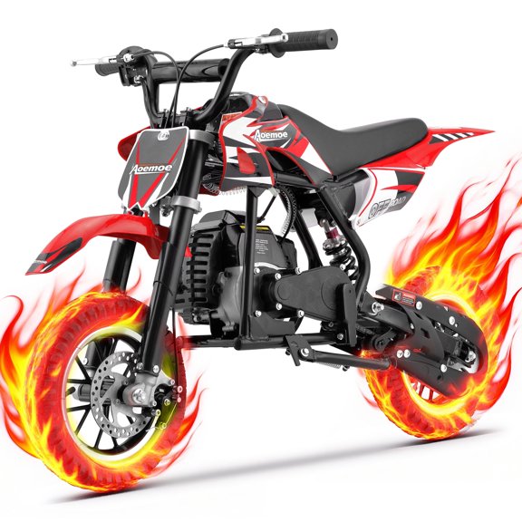 Aoemoe 49cc Kids Dirt Bike, Gasoline Powered 2-Stroke Mini Motorcycle, 1-Seater, Red