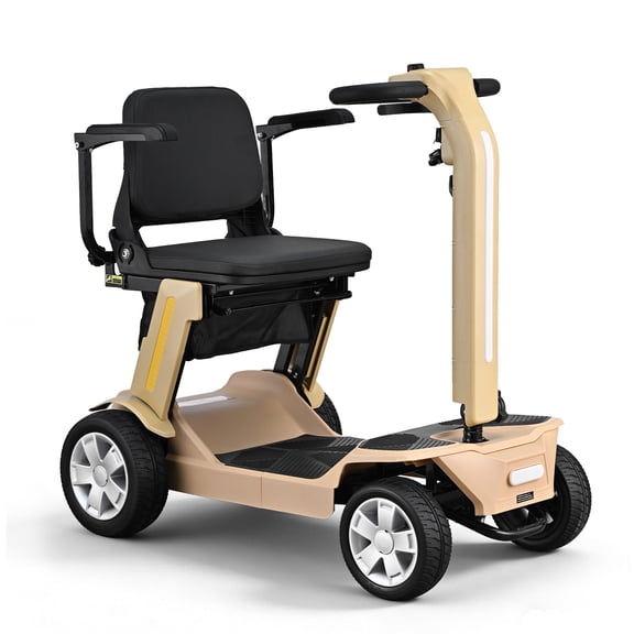Aoemoe Portable Electric Folding Scooter – 12-Mile Adventure Range, Compact Storage, LED Illumination & Comfort Armrests for Active Living, YELLOW