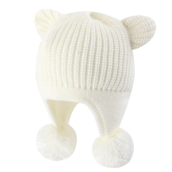 Aofany 1-5 Years Girls Boys Kids Winter Warm Beanie Hat Knit Thick Ski Cap with Faux Fur Pompom Cute Toddler Warm Knitted Head Cap