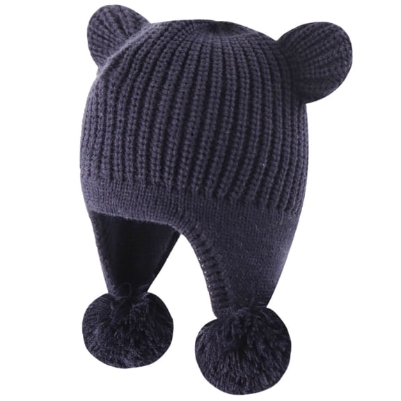 Aofany 1-5 Years Girls Boys Kids Winter Warm Beanie Hat Knit Thick Ski Cap with Faux Fur Pompom Cute Toddler Warm Knitted Head Cap