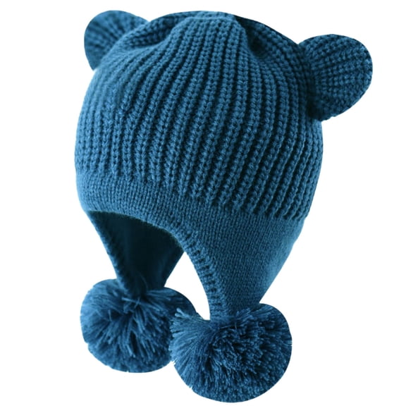 Aofany 1-5 Years Girls Boys Kids Winter Warm Beanie Hat Knit Thick Ski Cap with Faux Fur Pompom Cute Toddler Warm Knitted Head Cap