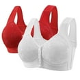 thumbnail image 1 of Aofany 2 Pack Bras for Older Women, Seniors Wireless Front Closure Push Up Bras Plus Size Full Coverage Comforta Everyday Bra, 1 of 4