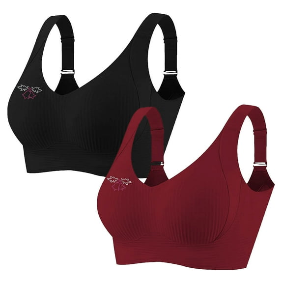 Aofany 2-Pack Lift Support Bras Wire-Free Push Up for Women Seamless Comfort Full Coverage Everyday Underwear Bras, M-5XL